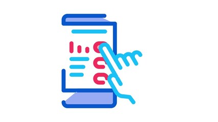 Poster - Hand Touch Phone Screen Icon Animation. color Hand Touch Phone Screen animated icon on white background