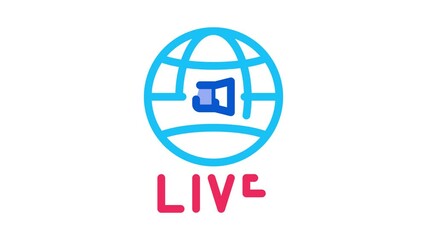 Aufkleber - World Wide Live Podcast Icon Animation. color World Wide Live Podcast animated icon on white background