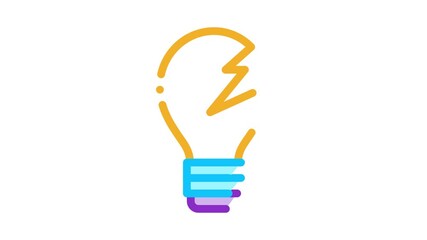 Poster - Wrecked Lightbulb Icon Animation. color Wrecked Lightbulb animated icon on white background