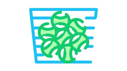 Sticker - Basket With Balls Icon Animation. color Basket With Balls animated icon on white background