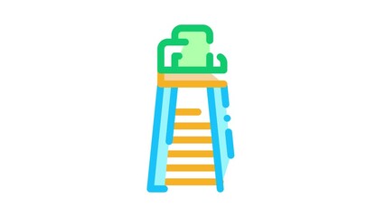 Sticker - Judge Tower Chair Icon Animation. color Judge Tower Chair animated icon on white background