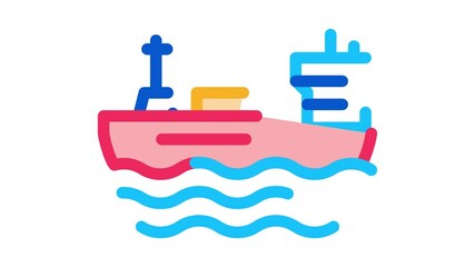 Sticker - Tanker At Sea Icon Animation. color Tanker At Sea animated icon on white background