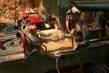 Lathe Machine To Make Dutch Handmade Wooden Clogs, Typical Shoes.