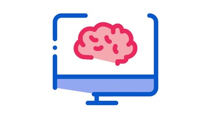 Sticker - Brain On Display Icon Animation. color Brain On Display animated icon on white background