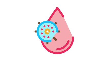 Sticker - Water Drop Virus Icon Animation. color Water Drop Virus animated icon on white background