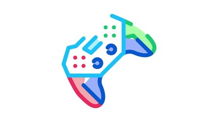 Fototapete - Game Joystick Icon Animation. color Game Joystick animated icon on white background