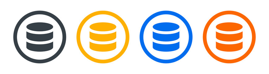 Aufkleber - Set of database icons on round button. Computing storage concept

