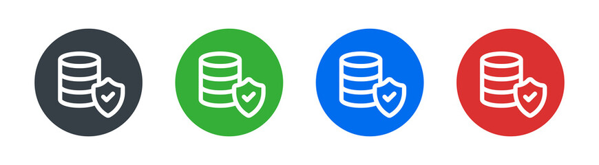 Aufkleber - Database with shield icon. Computer security concept. Data protection symbol. Vector illustration