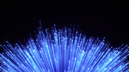Wall Mural - optical fiber sheaf abstract background. glowing bundle of optic cables