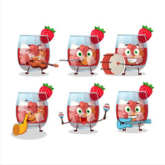 Wall Mural - Cartoon character of glass of sangria playing some musical instruments