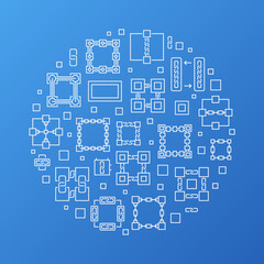 Poster - Vector Blockchain concept round minimal line illustration