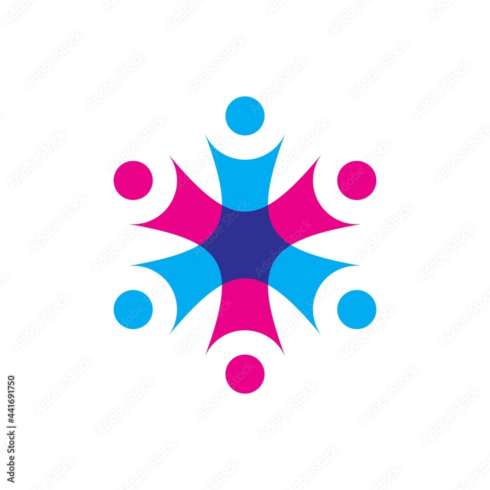 six people overlapping family team work diversity logo vector icon ...