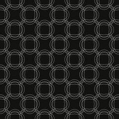 Aufkleber - Connected double empty shapes pattern. Black background. Vector.