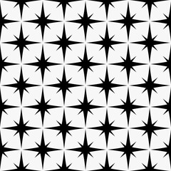 Poster - Black eight ray star pattern. Vector black shape wallpaper.