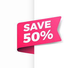 Save 50% Sale Shopping Vector Ribbon