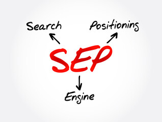 Aufkleber - sep - search engine positioning acronym, technology concept background