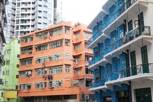 Historical Colorful Buildings In Hong Kong