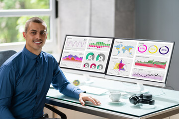 Poster - Analyst Man Using Business Data Analytics