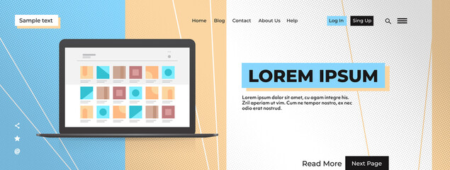 Poster - modern laptop with colored screen realistic mockup gadgets and devices concept copy space