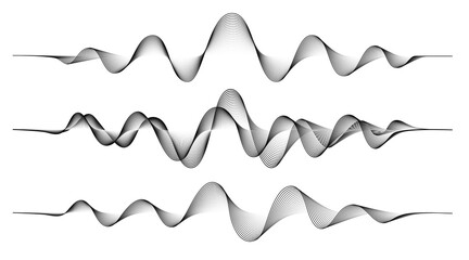 Aufkleber - Vector background with set abstract black wave