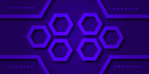 Poster - Abstract background with hexagons . Blue gradient abstract texture background . 