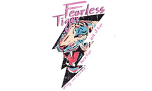 Fearless Tiger Print Design. Wild At The Heart Vector. Animal Rock And Roll Artwork For Fashion And Others. 