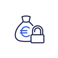 Wall Mural - secure money line icon with euro