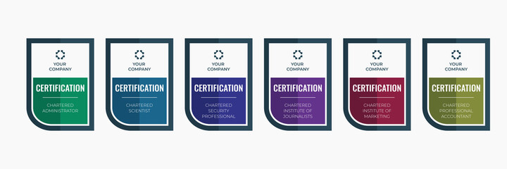Poster - certification badge business in category template. emblem certified chartered icon vector illustrati