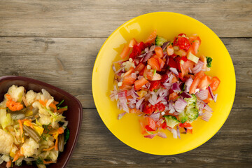 Wall Mural - vegan food. salad from vegetables