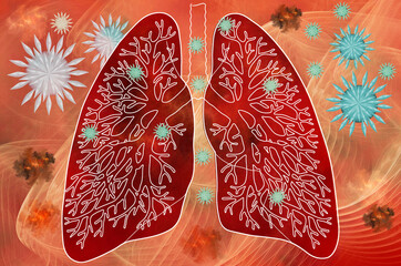 Damage to the human lung organ by the 3D covid19 virus. Fractal model, abstraction