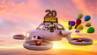 20 Jahre – Geburtstagskarte mit fliegendem Auto