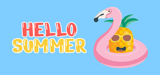  Hand draw illustration of summer greeting banner.