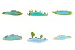 Lake icons set flat vector isolated