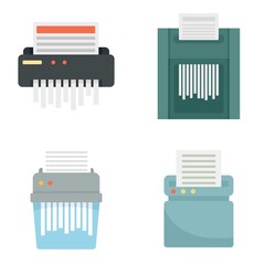 Wall Mural - Shredder icons set flat vector isolated