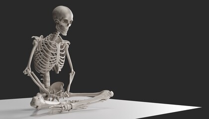 meditating skeleton model 3d render