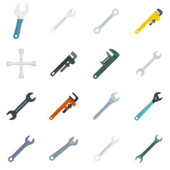 Poster - wrench icons set flat vector isolated