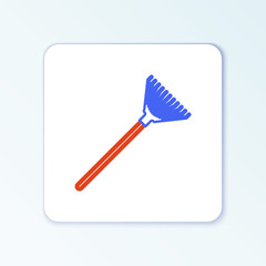 Line Garden rake for leaves icon isolated on white background. Tool for horticulture, agriculture, farming. Ground cultivator. Colorful outline concept. Vector