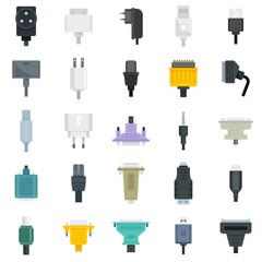 Poster - adapter icons set flat vector isolated