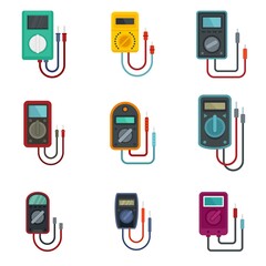 Poster - multimeter icons set flat vector isolated