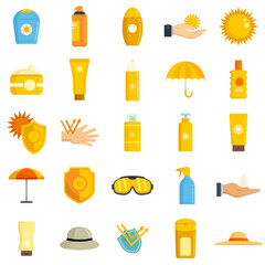 Poster - Uv protection icons set flat vector isolated