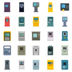 Canvas Print - Atm machine icons set flat vector isolated