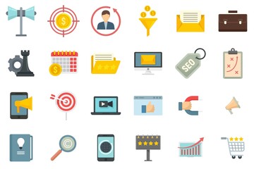 Poster - remarketing icons set flat vector isolated