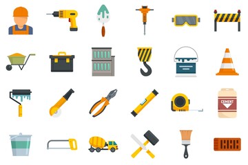 Poster - building reconstruction icons set flat vector isolated
