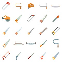 Sticker - Saw icons set flat vector isolated