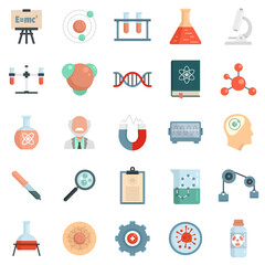 Poster - Biophysics icons set flat vector isolated