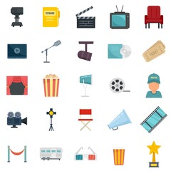 Wall Mural - Stage director icons set flat vector isolated