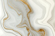 White and gray marble gold veined texture. Light agate ripple background. Vector illustration