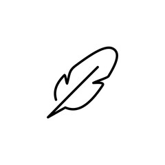 Poster - Simple Flat Feather Icon Illustration Design, Silhouette Feather Symbol with Outlined Style Template Vector