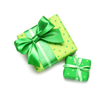 Beautiful Gift Boxes On White Background