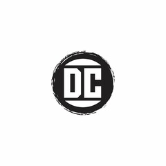 DC Logo Initial Letter Monogram with abstrac circle shape design template